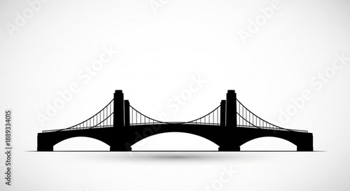 Silhouette of a suspension bridge with three arches