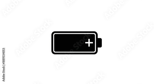 A simple black battery icon with a white plus sign