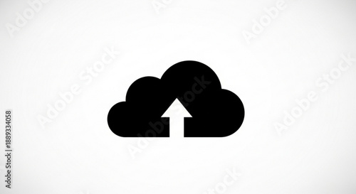 Black cloud icon with upward arrow on symbolizing data upload
