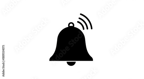 A black bell icon with sound waves ringing