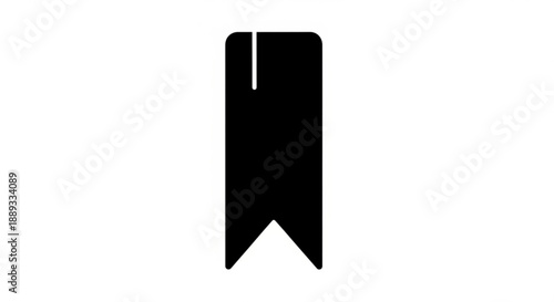 A black bookmark icon with a ribbon shape and a slit at the top