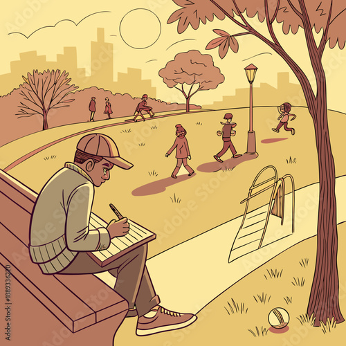 With every sunsoaked afternoon spent in the park the writers imagination runs wild as they observe the various characters and lives passing by.