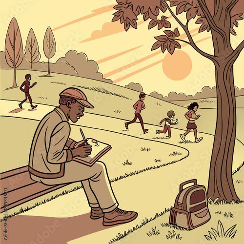 With every sunsoaked afternoon spent in the park the writers imagination runs wild as they observe the various characters and lives passing by.