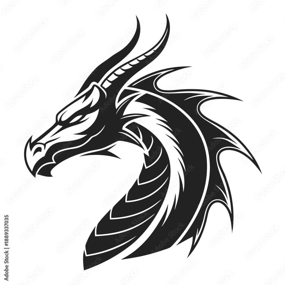 Obraz premium dragon head logotype silhouette vector art illustration