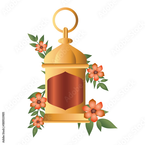 Islamic Lantern With Floral Ornament Decoration