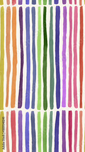 Colorful vertical stripes in watercolor style on a white background. Seamless pattern.