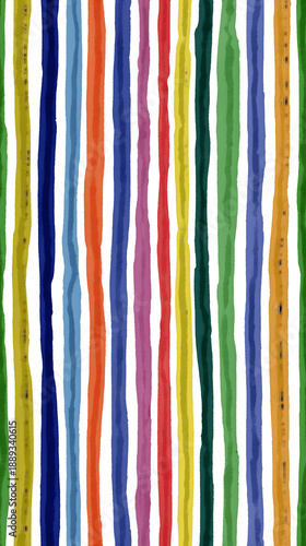 Colorful vertical stripes in watercolor style on a white background. Seamless pattern.