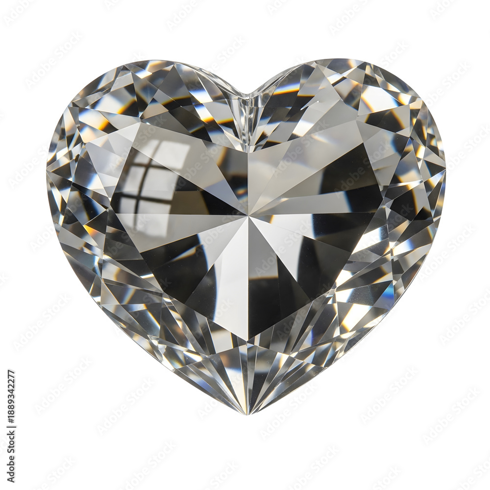 Fototapeta premium Heart shaped Gemstone Sparkling on White Background