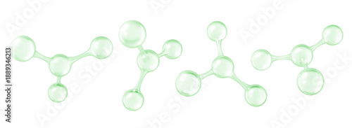3D molecules or atoms models. 3d abstract molecular structures isolated on white background. Concept of biochemical, pharmaceutical, beauty, medical. Science or medical. Vector illustration