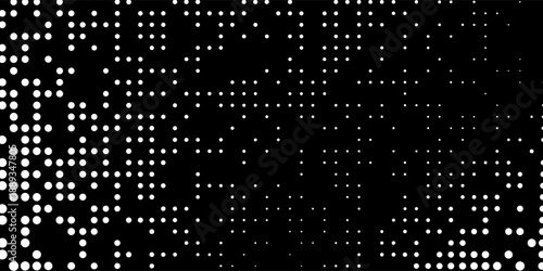 Dot white black pattern gradient texture background. Abstract  technology big data digital background. 3d rendering.
