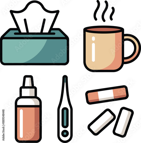 Sniffles nasal spray drops pills tissue cold symptom relief set