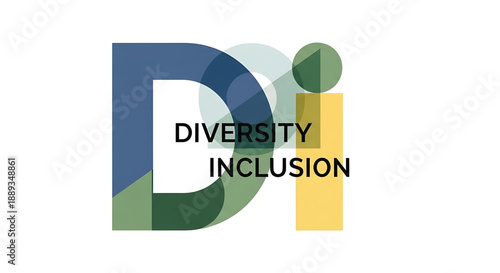 International womens day diversity and inclusion logo with colorful geometric shapes and text