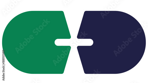 Dynamic abstract interlocking geometric shapes in vibrant green and deep blue for modern design projects