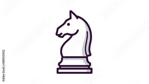 Chess Knight Icon - Strategic Game Piece Symbol for Board Games and Business