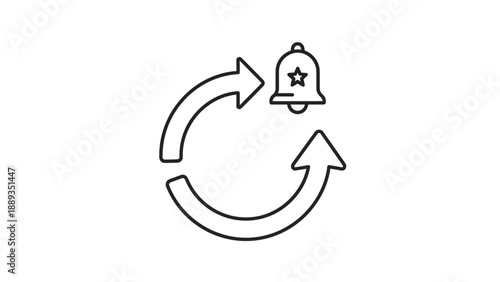 Circular arrows with a bell icon and a star, representing notifications and updates