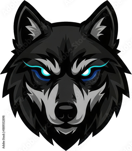 Wallpaper Mural Black Wolf Head Illustration with Glowing Eyes. Torontodigital.ca