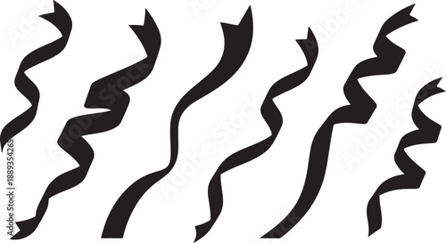 Black ribbons or streamers on a white background illustration