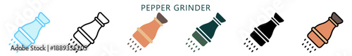 Pepper Grinder Multi Style Icon. Mini Illustration Relate To Food, Gastronomy. Use For Modern Concept, Ui, Ux Web And App Development.
