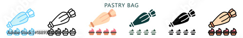 Pastry Bag Multi Style Icon. Mini Illustration Relate To Food, Gastronomy. Use For Modern Concept, Ui, Ux Web And App Development.