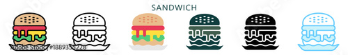 Sandwich Multi Style Icon. Mini Illustration Relate To Food, Gastronomy. Use For Modern Concept, Ui, Ux Web And App Development.