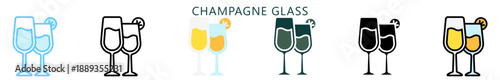 Champagne Glass Multi Style Icon. Mini Illustration Relate To Food, Gastronomy. Use For Modern Concept, Ui, Ux Web And App Development.