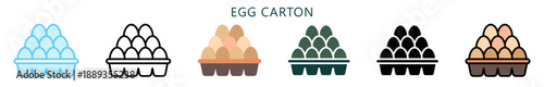 Egg Carton Multi Style Icon. Mini Illustration Relate To Food, Gastronomy. Use For Modern Concept, Ui, Ux Web And App Development.