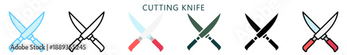 Cutting Knife Multi Style Icon. Mini Illustration Relate To Food, Gastronomy. Use For Modern Concept, Ui, Ux Web And App Development.