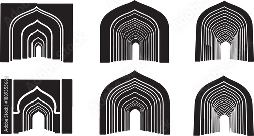 Architectural Arches in Black and White Geometric Patterns
