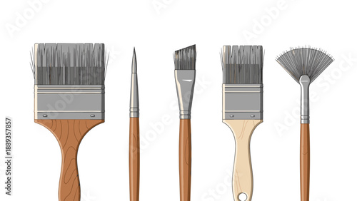 Diverse collection of art brushes in realistic style for creative projects