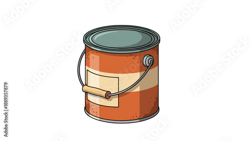 Colorful paint bucket with handle on white background