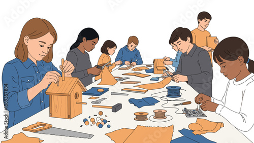 Children engaged in creative workshop activities