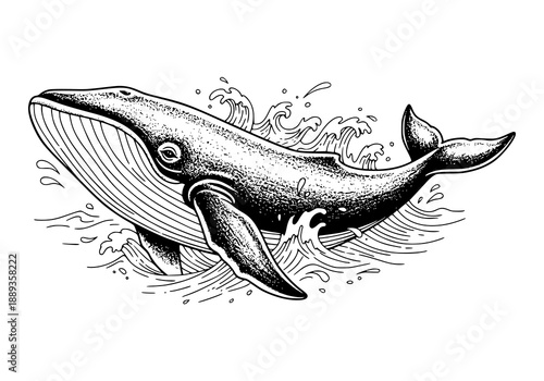 Vintage hand drawn sketch of a whale vector illustration