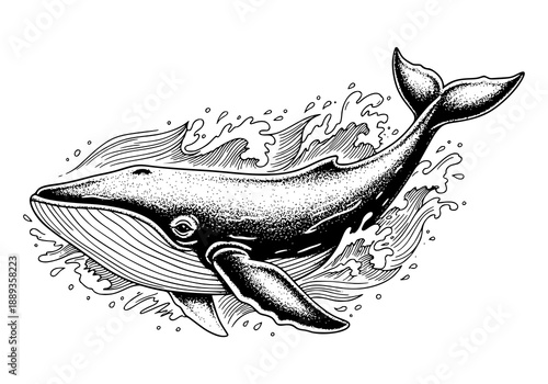 Vintage hand drawn sketch of a whale vector illustration