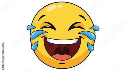 Laughing emoji with tears of joy isolated on white background