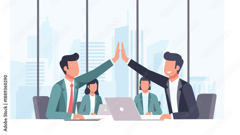 Fototapeta premium Business team collaboration in modern office setting
