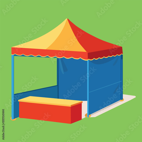 Outdoor Event Canopy Tent Stall Vector Illustration with Counter