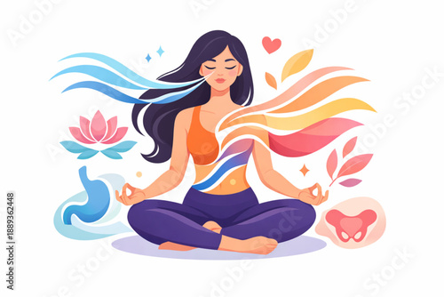 Woman Practicing Yoga with Flowing Forms