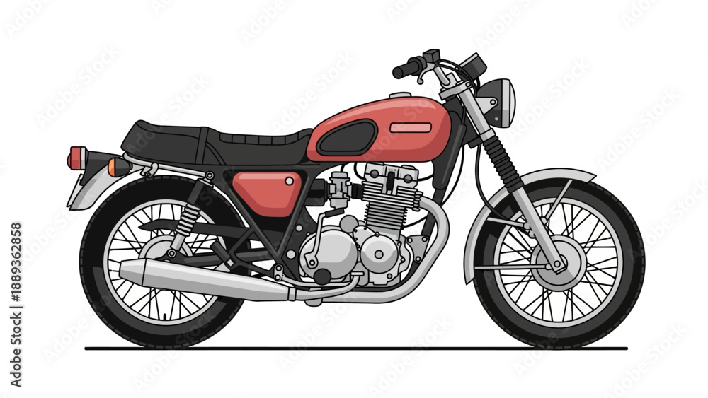 Fototapeta premium Classic motorcycle design in vintage style with detailed side view and retro aesthetic