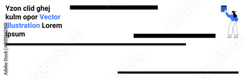 Education, creativity, presentation templates, digital content, workplace training, minimalist design. White background with text elements and a cartoon figure holding a book. Education