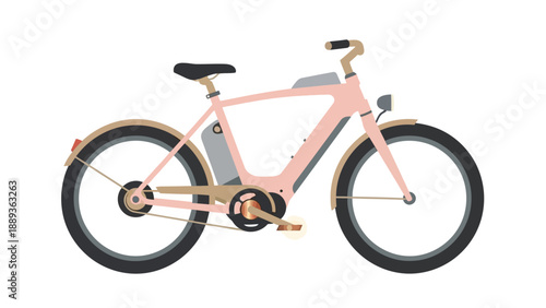 Stylish electric bike in minimalist flat design on white background