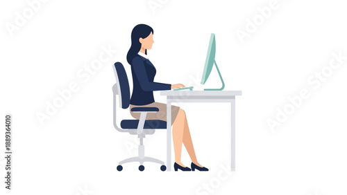 Professional woman working at desk on computer in office setting