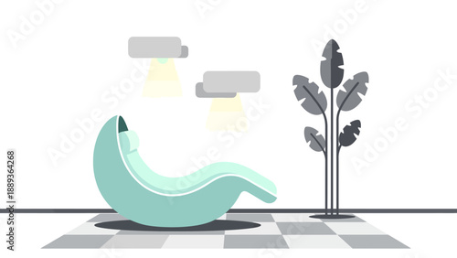 Modern minimalist living room with stylish furniture and monstera plant