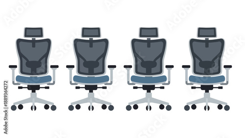 Modern office chairs with ergonomic design and mesh backrests