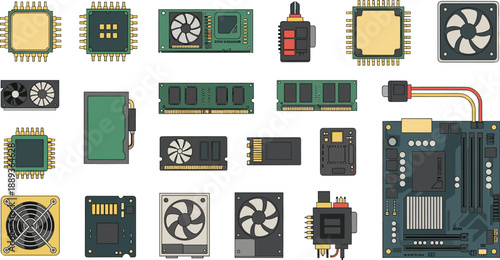 Various computer hardware components for technology and innovation
