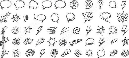 Cartoon comic speech bubbles and emotive icons for dynamic visual communication
