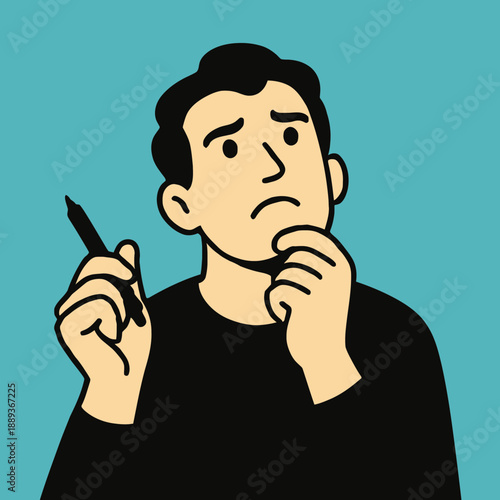 Man Poet Thinking for Inspiration