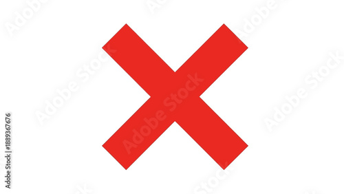 Bold red x symbol on white background for notifications and alerts