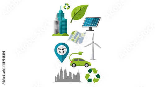 Eco-friendly city elements: sustainable energy and urban technology