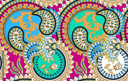 Hand draw paisley pattern. Seamless tribal pattern design