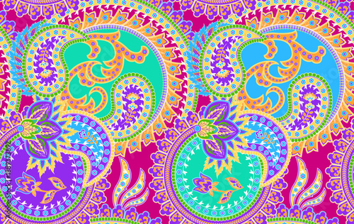 Seamless tribal pattern design. Hand draw paisley background. Patchwork pattern